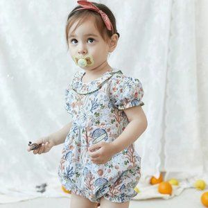 Happyology Ocean Print Ruffed Summer Romper 6M
